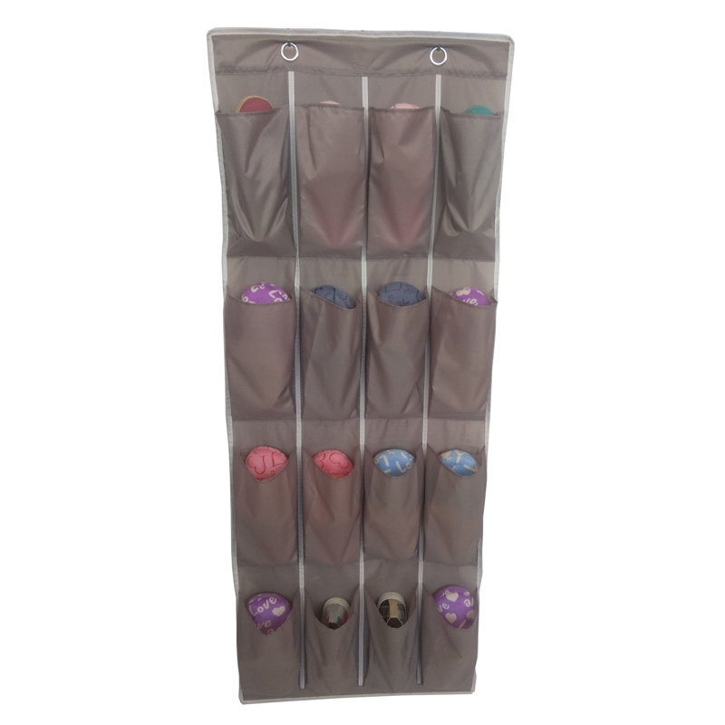 Rebrilliant 16 Pairs Brown Fabric Hanging Shoe Organizer & Reviews